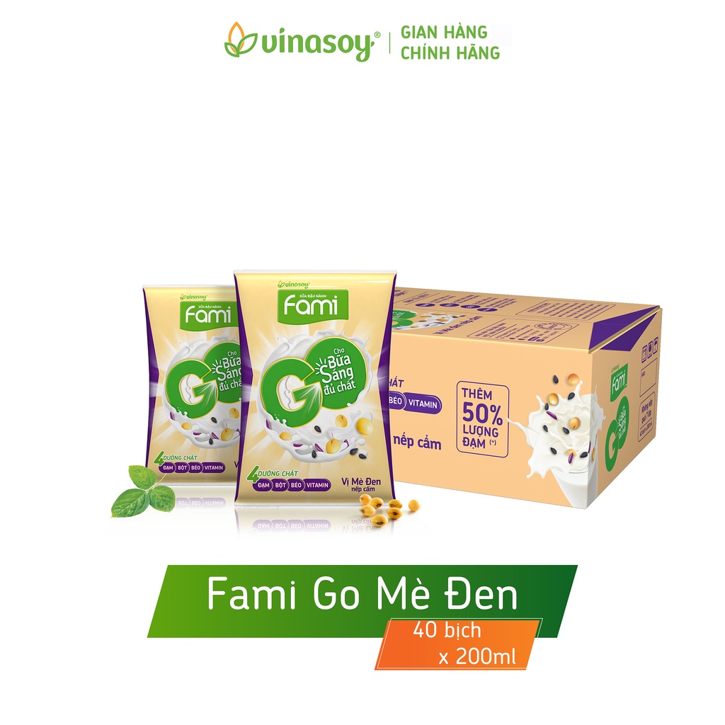 Thùng sữa đậu nành Fami Go Mè đen (40 bịch x 200ml)