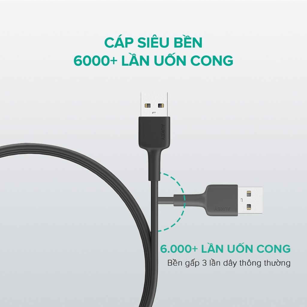 Cáp Sạc Nhanh IP USB-A To L AUKEY CB-BAL7 0.9m MFi,Hổ trợ sạc nhanh - Chính Hãng BH 18T