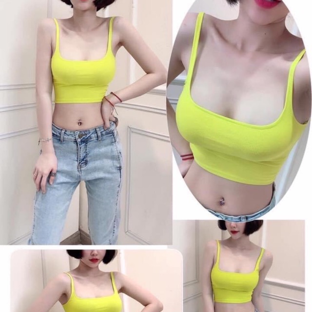 Áo 2 dây Nữ mảnh dáng croptop chất thun Borip Thoáng mát, Form Slim Fit