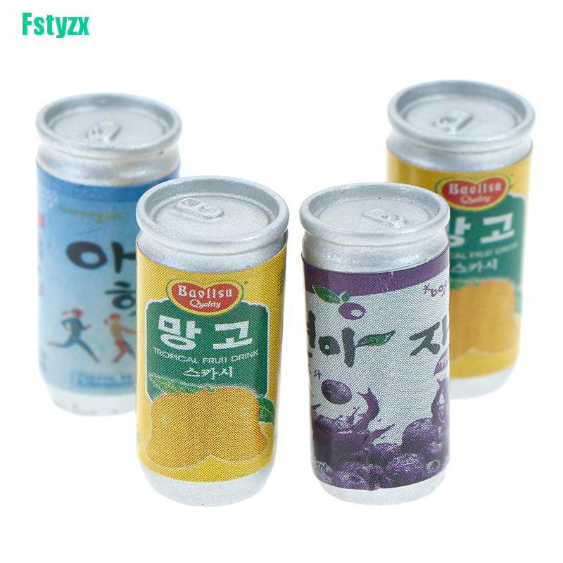 fstyzx 4Pcs 1:12 Dollhouse miniature drink cans fou doll house kitchen decorate