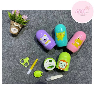 Bộ dụng cụ bấm móng tay 4 chi tiết an toàn cho bé sơ sinh cao cấp (vỏ hộp hình thú đáng yêu)