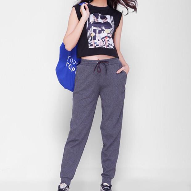 Quần jogger len tăm thể thao quần thể thao nữ bo gấu cạp chun dây rút năng động thời trang Banamo Fashion 241