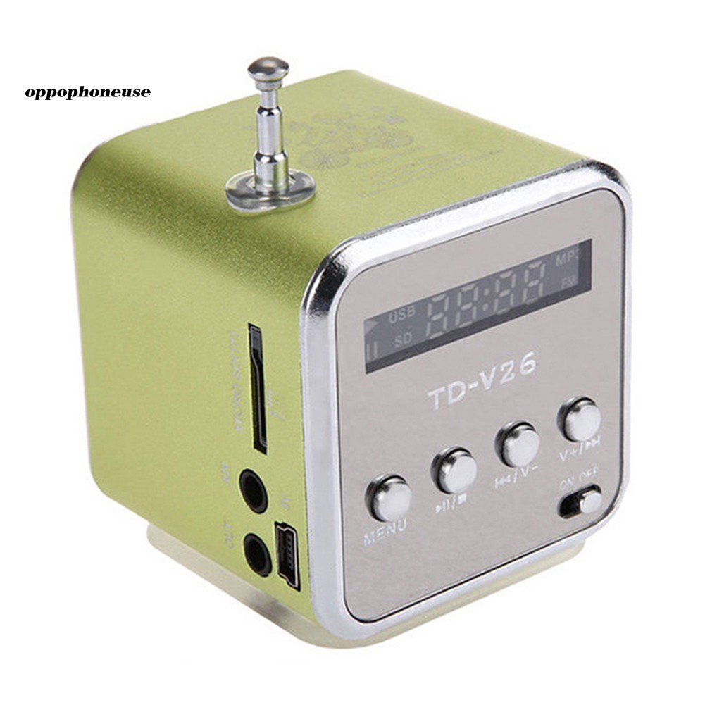 【OPHE】TD-V26 Mini Portable Sound Speaker TF Card FM Radio AUX Stereo Music Player