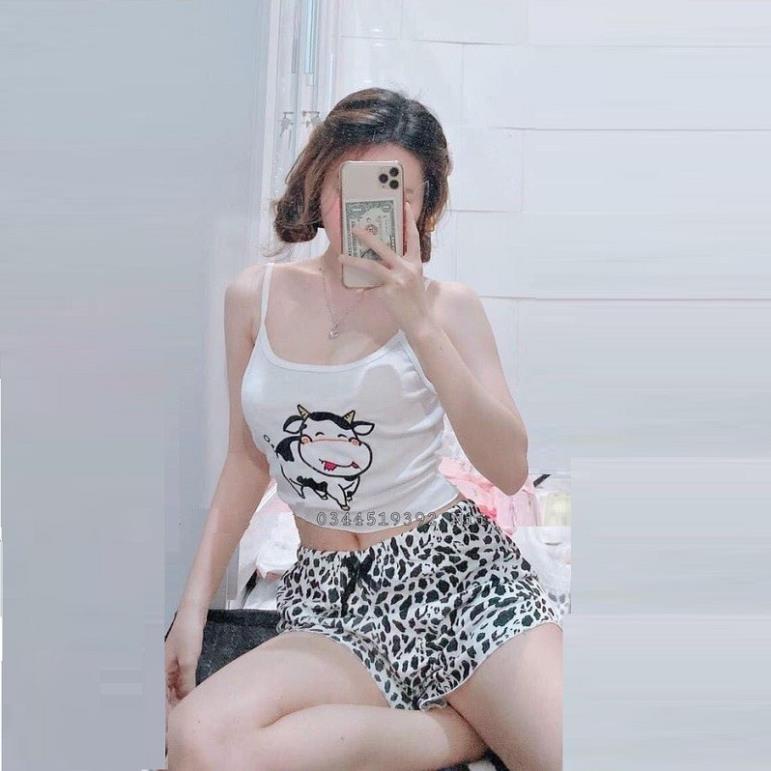 Set HOT Quần Thun + Áo Thun Hai Dây Bò Sữa - BT FASHION