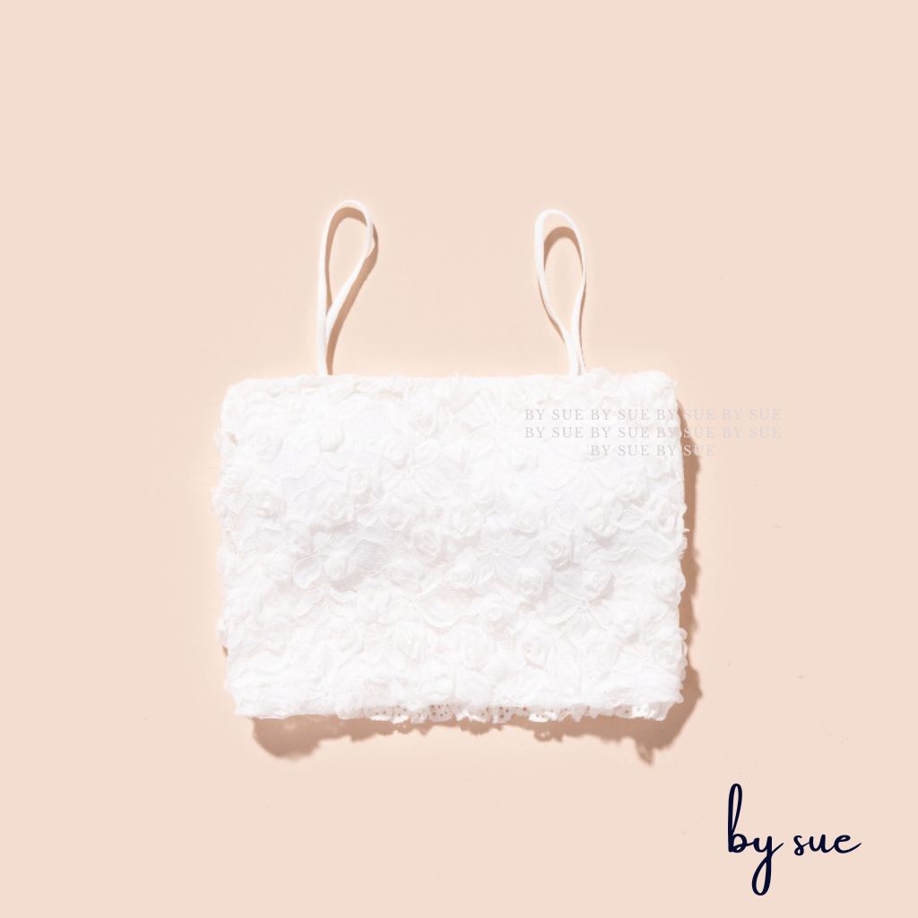 Áo bra hoa hồng BY SUE dáng quây, có mút ngực, sau lưng có thun co giãn ôm body gợi cảm AB09