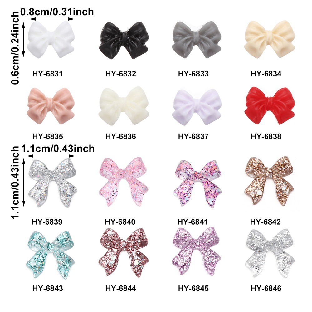 Bộ 20 Phụ Kiện Nơ Trang Trí Móng Tay Bằng Nhựa Resin 3D Thời Trang|Phụ Kiện Trang Trí Móng Tay Xinh Xắn