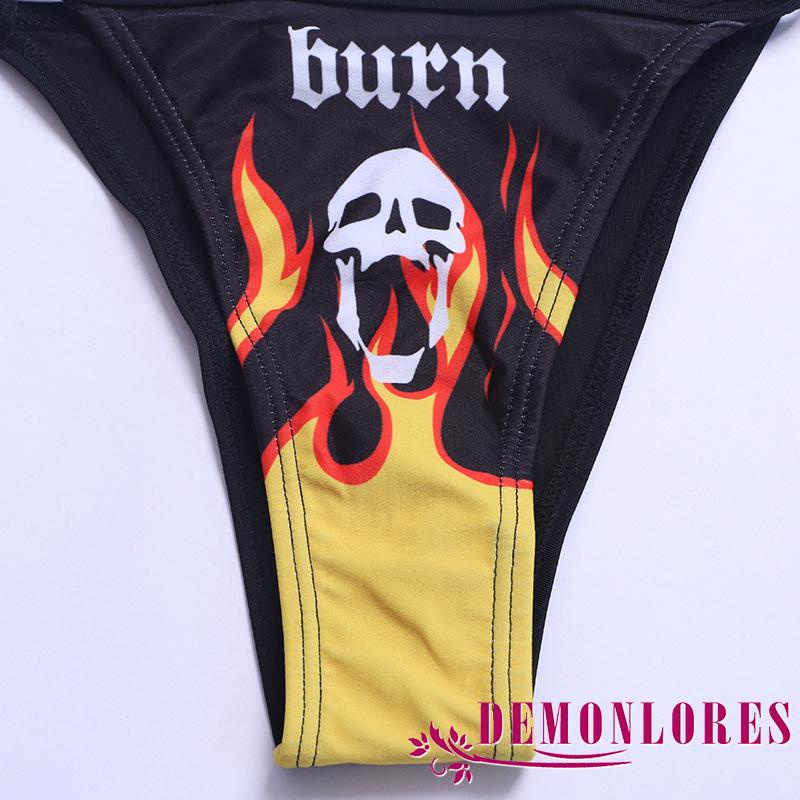 Bộ bikini hai mảnh họa tiết đầu lâu hở lưng quyến rũ cho nữ