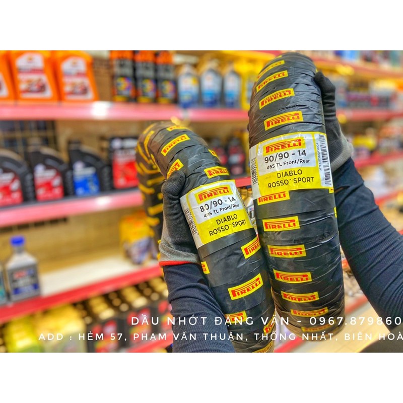 Combo Vỏ Lốp Pirelli Rosso Sport 80/90-14 và 90/90-14 cho Air Blade, Vario, Click, Vision..