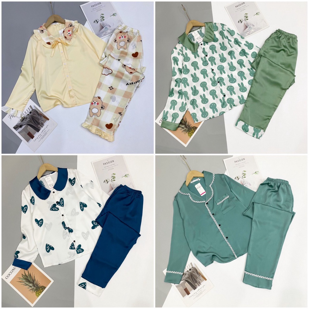 Bộ pijama dài tay lụa mango mềm mịn♥️bao đẹp♥️hình in sắc nét♥️không bai xù, co rút vải | BigBuy360 - bigbuy360.vn