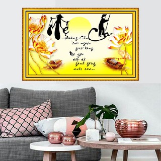 Tranh đính đá cha mẹ vs348 đá abc cao cấp - kích thước 75x48cm