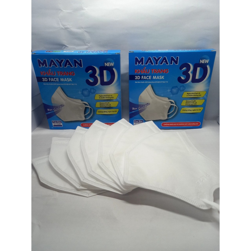 Khẩu trang 3D MAYAN Mask lọc bụi mịn PM2.5 4 lớp người lớn, trẻ em- Hộp 10 cái