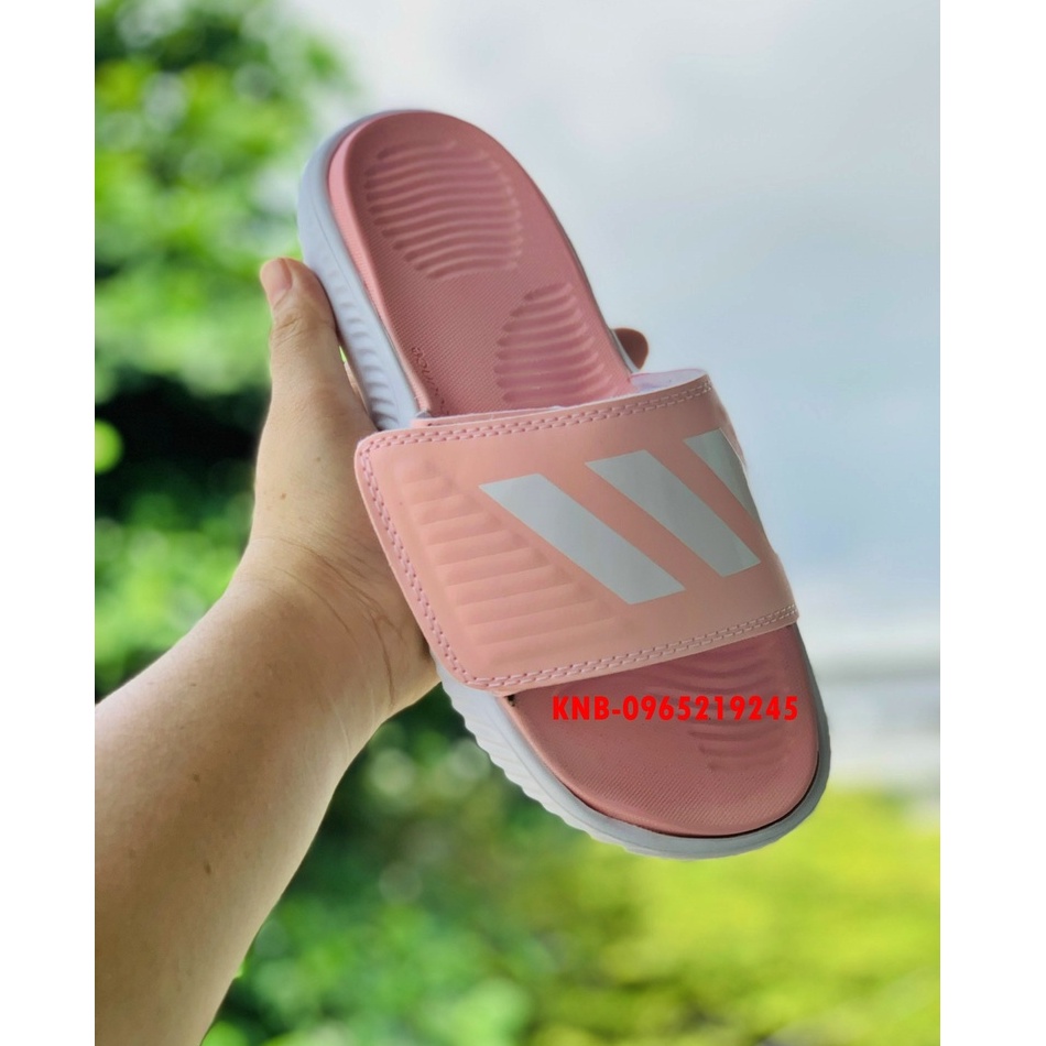 Dép Alphabounce adidas FREESHIP +hộp quai ngang nam màu hồng phấn 3 sọc trắng chất xịn 1-1