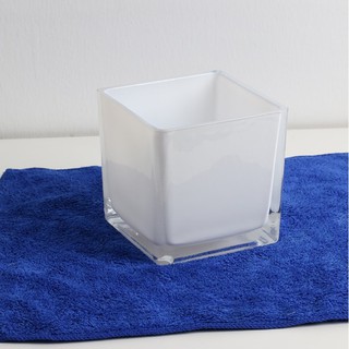 Bình hoa thủy tinh vuông trắng cắm hoa LH050