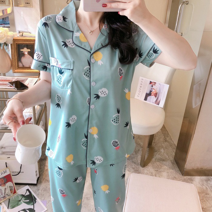 Bộ đồ ngủ nữ tay ngắn quần dài, pijama cao cấp chất dày ấm C30 | BigBuy360 - bigbuy360.vn
