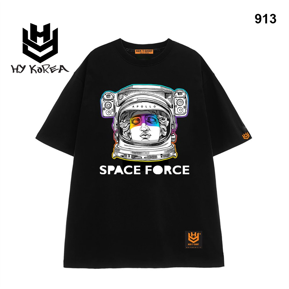 Áo phông tay lỡ Unisex Nam Nữ form rộng Space Force 913 HY KOREA