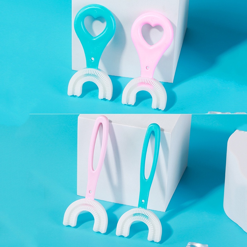 Bàn chải đánh răng hình chữ u bằng silicone cho bé 2-12 tuổi