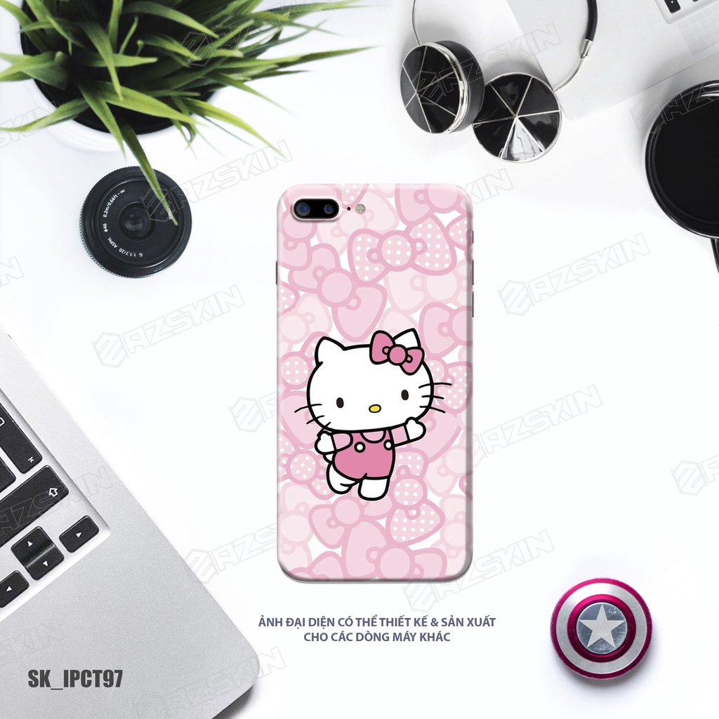 Miếng Dán Skin Hình Mèo Hello Kitty Dành Cho Mọi Dòng IPhone |SK_IPCT97| Chất Liệu Nhập Khẩu, Khuôn Cắt CNC Dán Full Máy