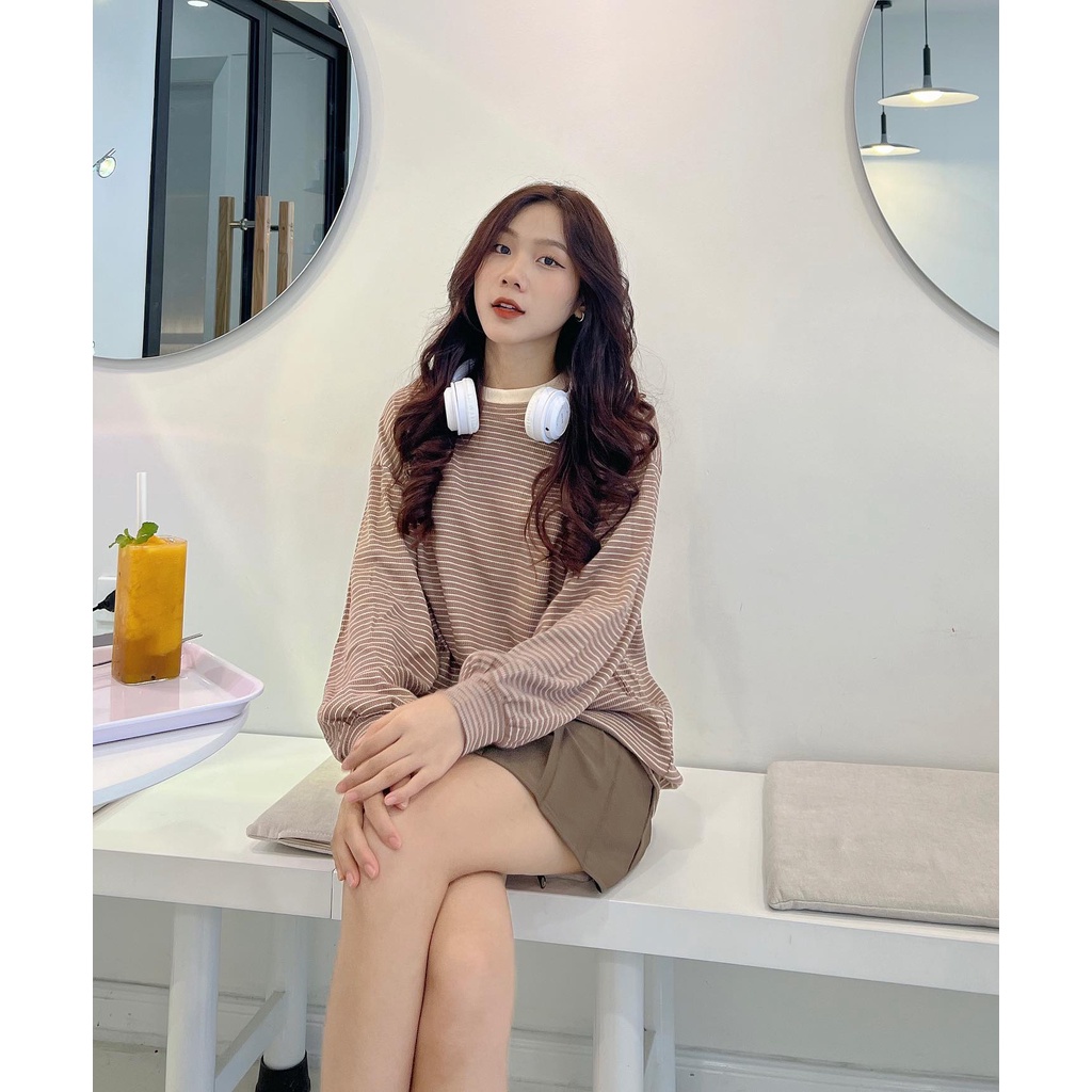 XẢ HÀNG  Áo sweater kẻ len ba màu thời trang nữ Miho house