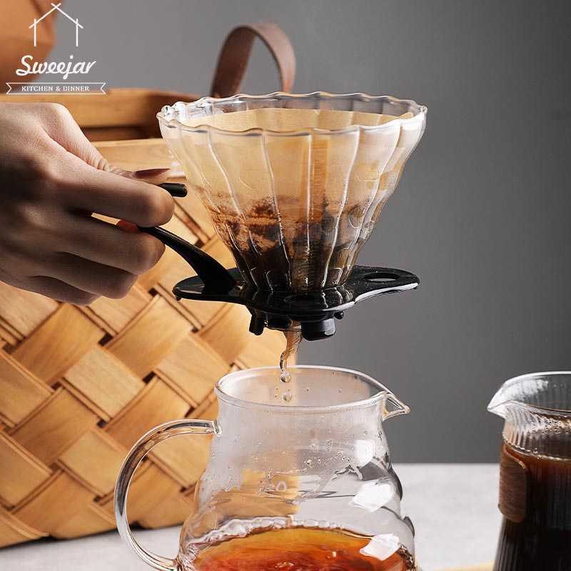 Bộ sản phẩm pha cà phê SWEEJAR gồm cốc lọc và bình thủy tinh hàm lượng borosilicat cao cách nhiệt tốt