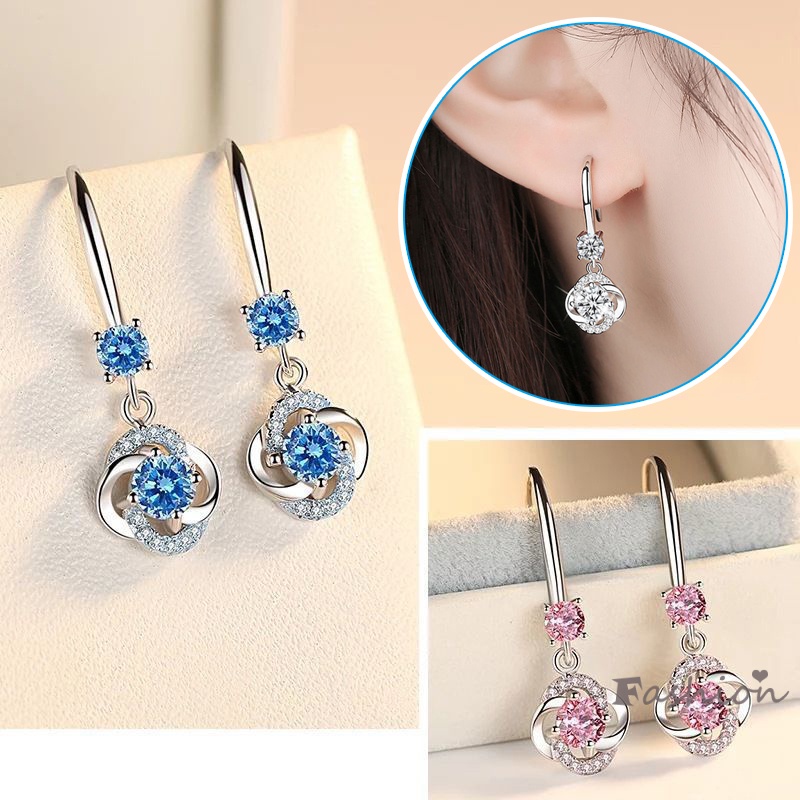 Đôi khuyên tai dài đính kim cương giả thời trang cho nữ