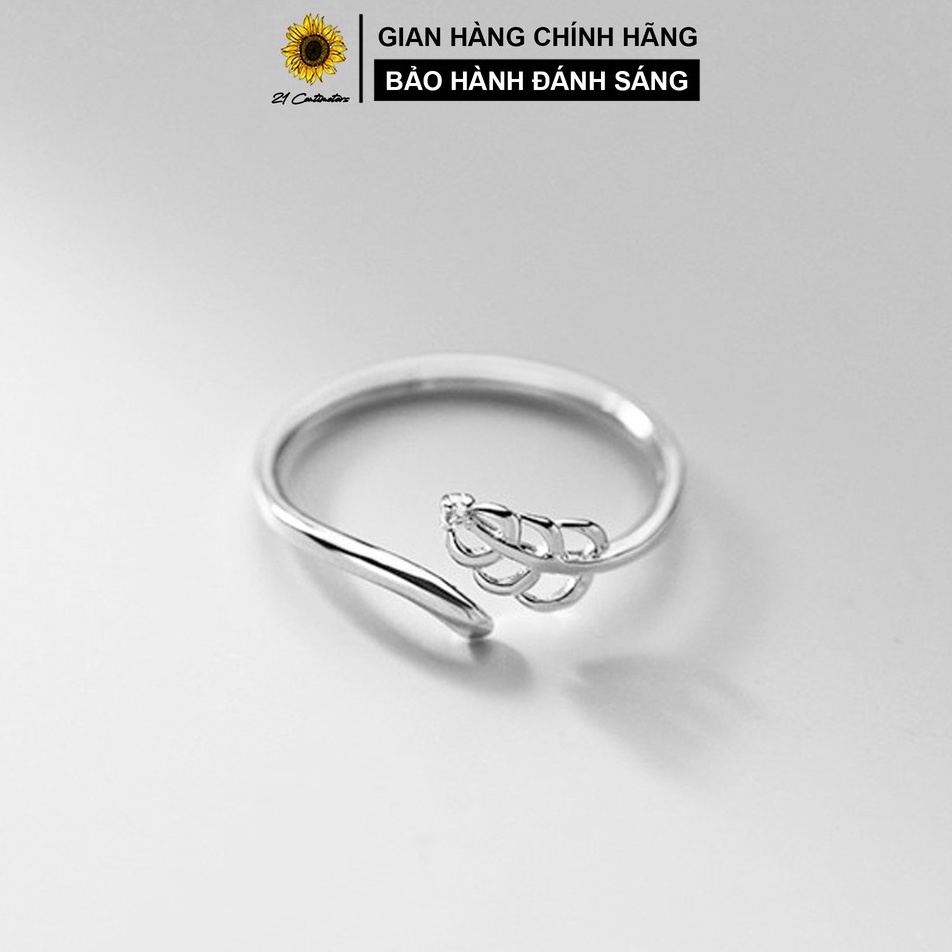 Nhẫn bạc Diamond Leaf Trang sức bạc Tiệm bạc 21 Centimeters