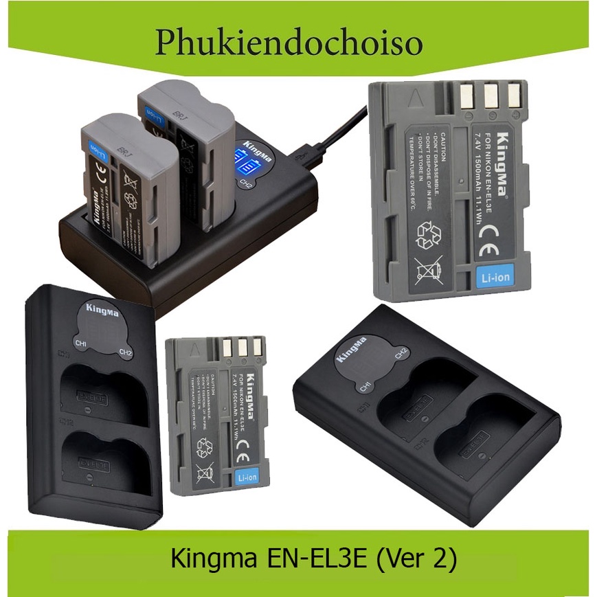 Pin sạc Ver 2 Kingma cho Nikon EN-EL3E (Nhiều lựa chọn)