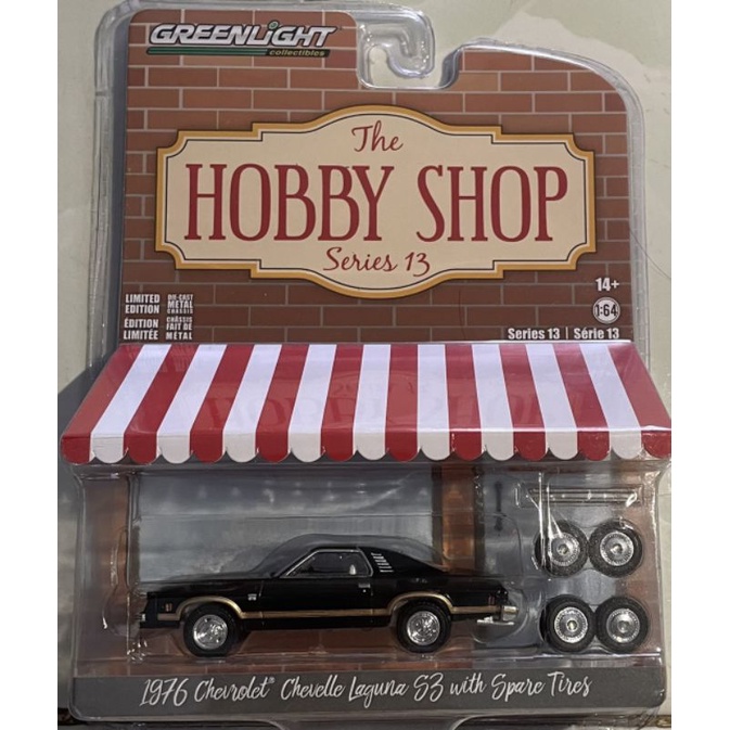 xe mô hình greenlight hobby shop series 13:1976 chervolet chevelle laguna with spare tires