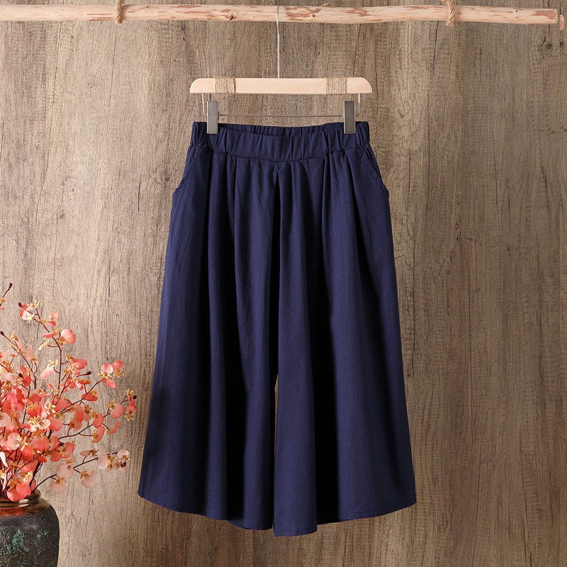 Quần Ống Rộng Lưng Thun 3/4 Size Lớn Cho Nữ