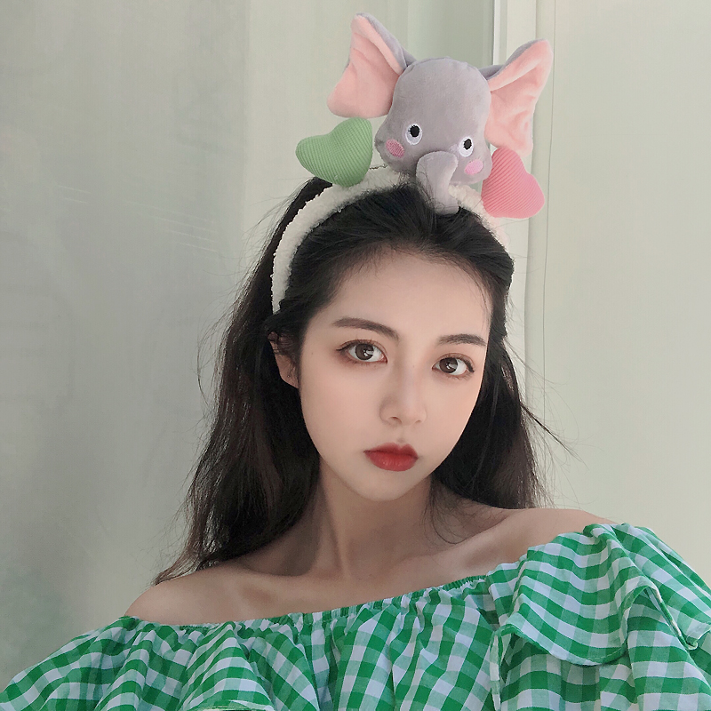 Băng đô rửa mặt hình chú voi/gấu hoạt hình dễ thương cho nữ