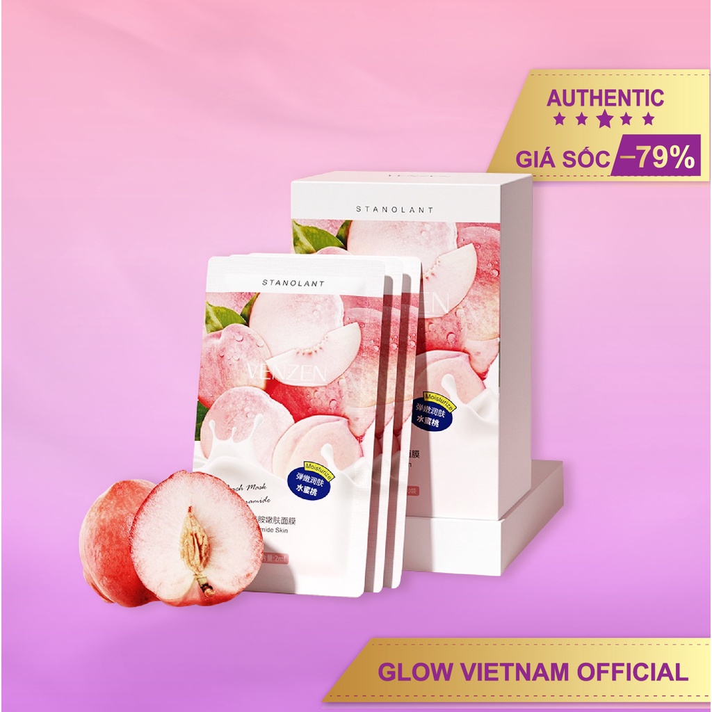 Mặt nạ dưỡng da chiết xuất đào căng trắng da dịu nhẹ chứa Niacinamide Vanzhen - Glow Vietnam