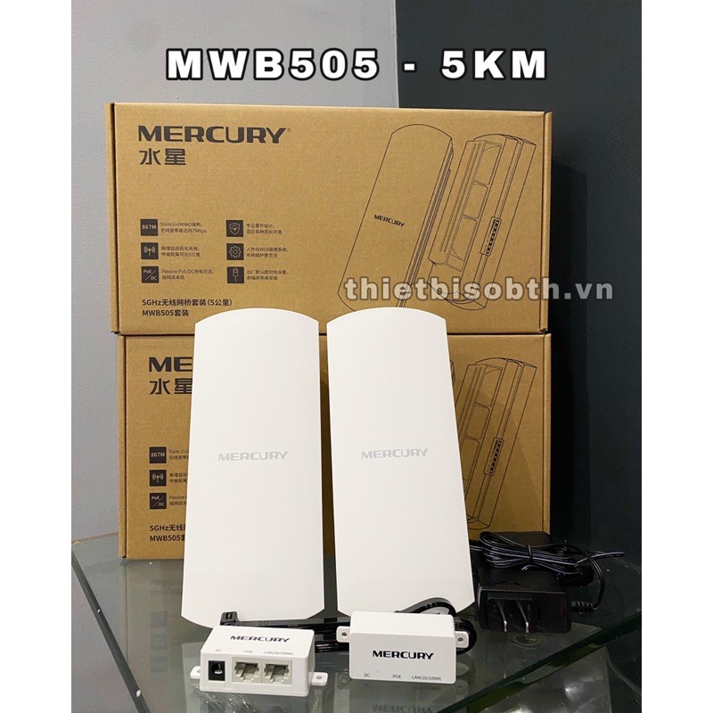 [RẺ VÔ ĐỊCH] Bộ thu phát không dây, thang máy, wifi ngoài trời tầm xa 5km - Mercury MWB505 | BigBuy360 - bigbuy360.vn
