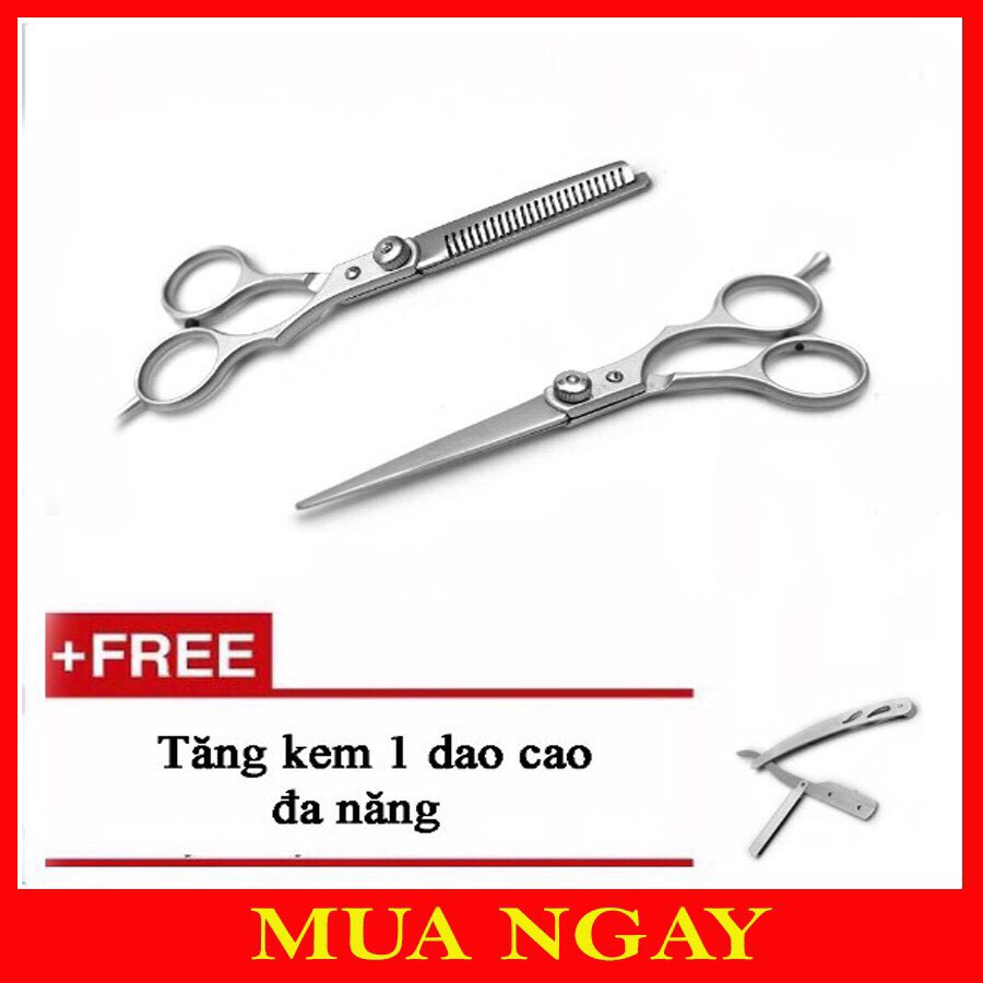 Bộ 2 Kéo Cắt Tỉa Tóc Tặng Kèm Dao Cạo Cao Cấp CT1