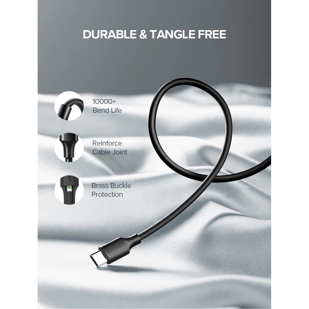 Dây cáp sạc dữ liệu USB type C UGREEN chất lượng cao cho điện thoại Xiaomi