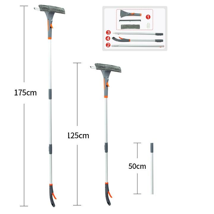 Chổi lau kính cán dài tháo lắp linh hoạt, tích hợp bình xịt, gạt nước lau sạch ngay cả ở trên cao