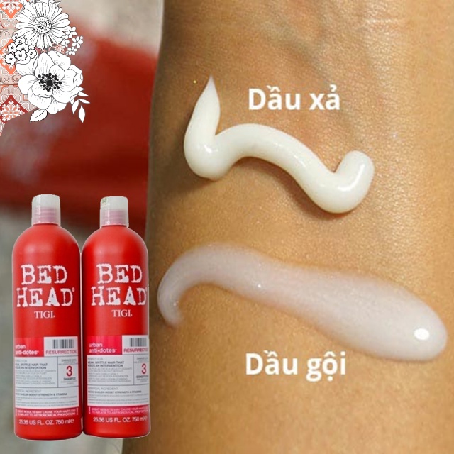 Bộ Gội-Xả Bed Head TIGI Đỏ Chăm Sóc Tóc Hư Tồn Chuyên Dùng Cho Spa - 750ml/chai