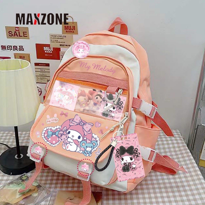 Ba Lô Đi Học Sức Chứa Lớn In Hình Cún Cinnamoroll My Melody Kuromi Purin Anime Dễ Thương Cho Nữ