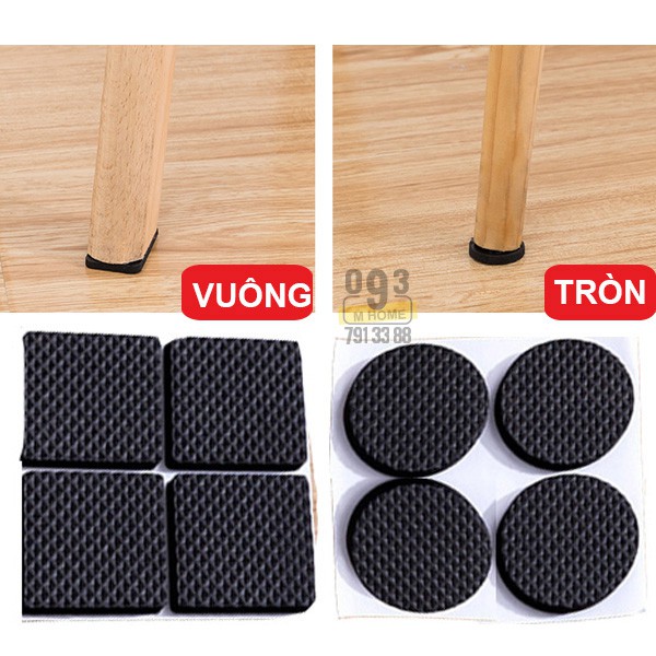 Combo 2 Miếng Cao Su Dán 15x10 cm, Miếng Lót Đệm Chân Bàn Ghế