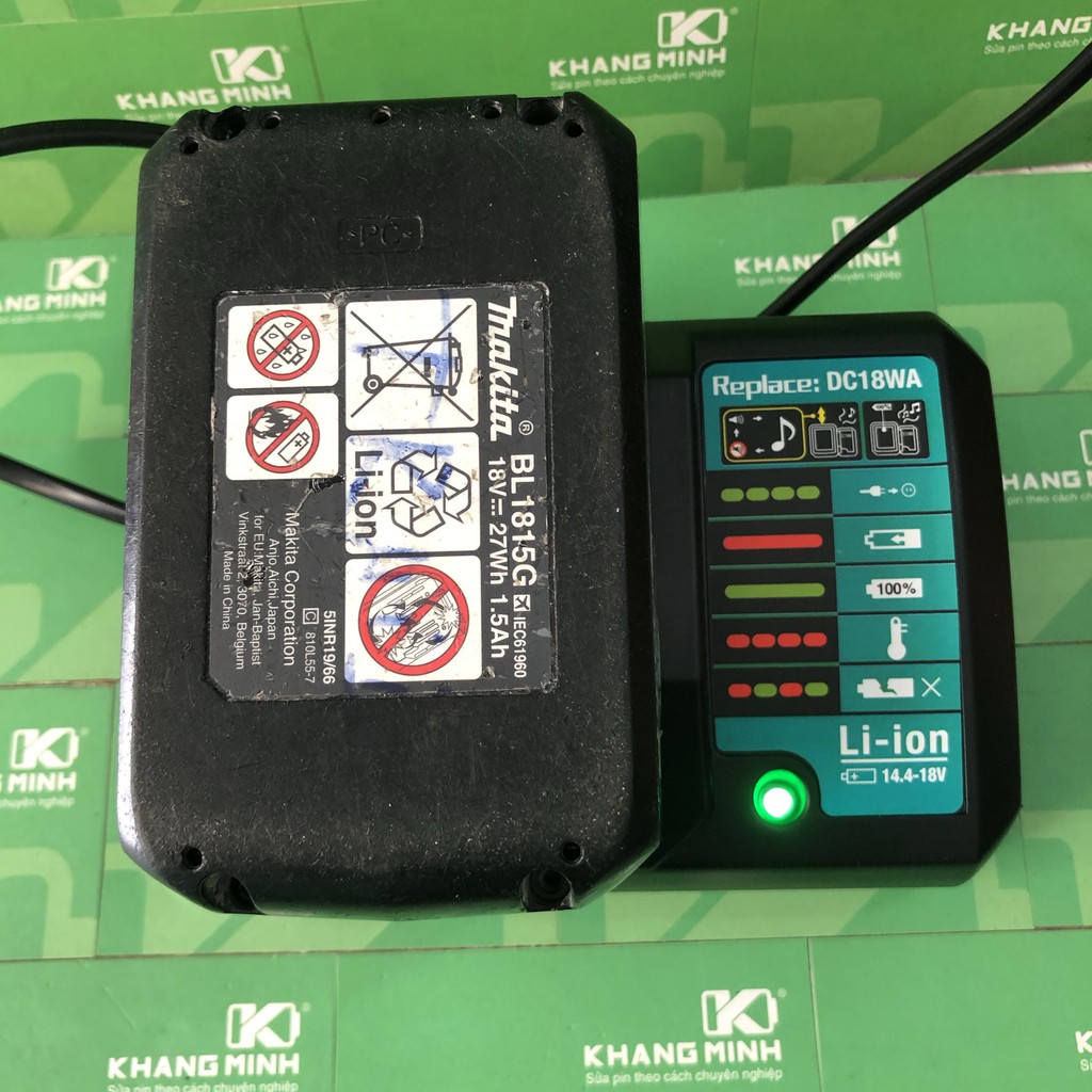 Sạc pin Makita BL1815G 14.4V - 18V max, sạc pin zin hoặc pin đóng mới