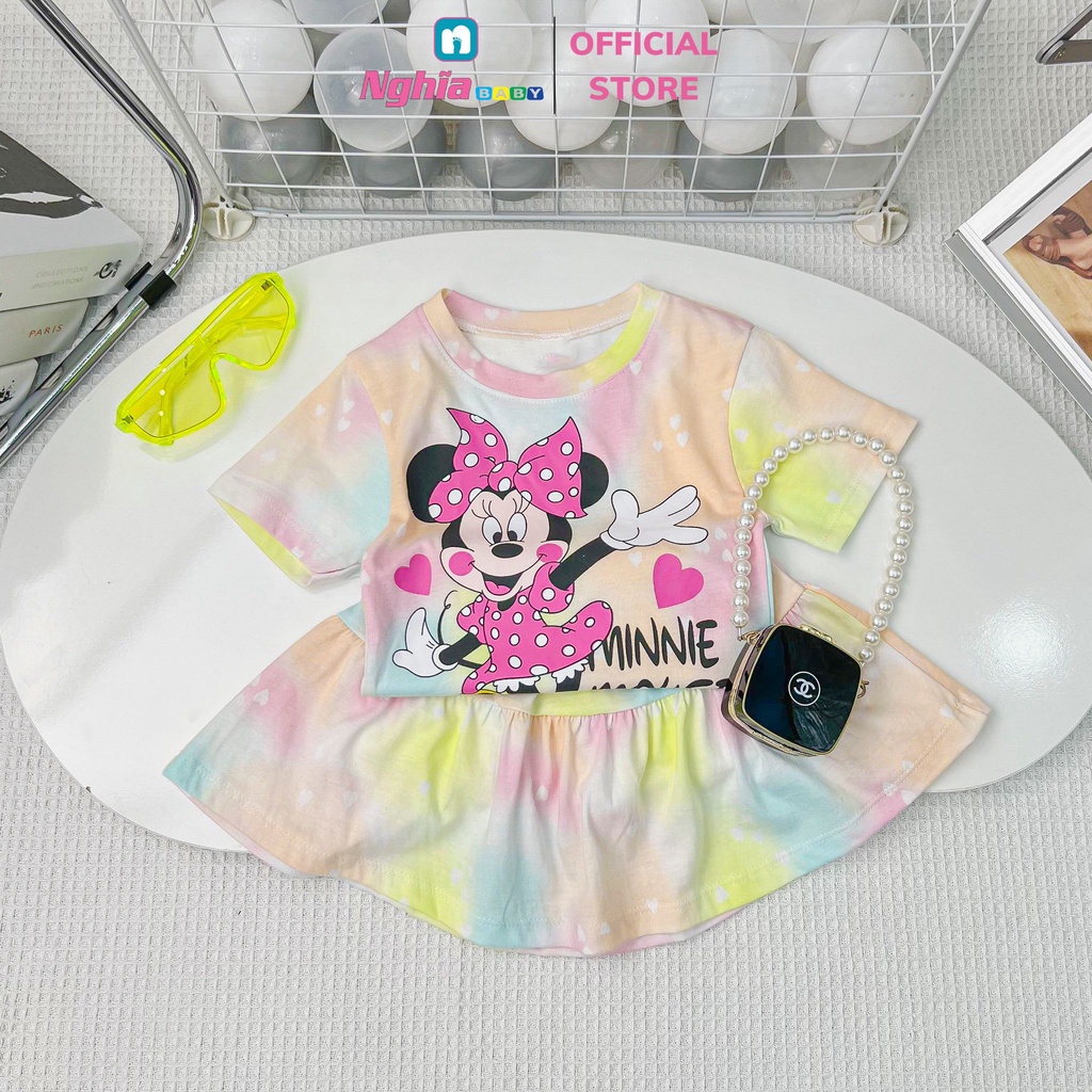 Đồ bộ chân váy kèm quần chip cho bé gái thun cotton NGHĨA BABY 8KG-20KG