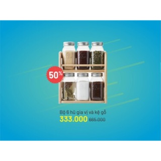 Kệ gia vị gỗ kèm 6-8 hũ gia vị lock&lock