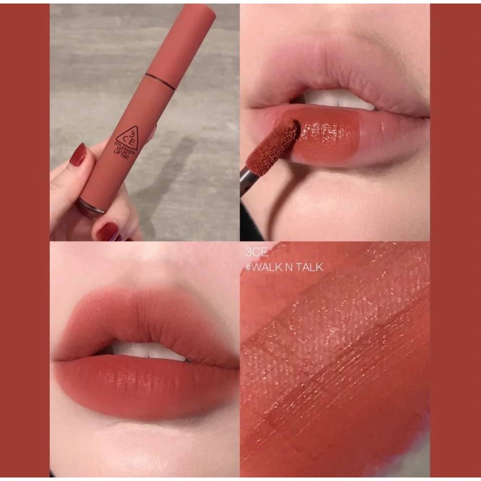 Son kem 3CE velvet lip tint #Walk N Talk màu nâu đào
