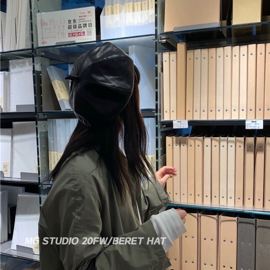 Mũ Beret MG STUDIO Chất Liệu Da PU Kiểu Dáng Bát Giác Sang Trọng