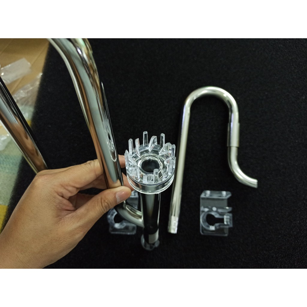 In out phi 12 lọc váng "XOAY  - bộ INOUT inox cho hồ cá cảnh - phụ kiện thủy sinh - shopleo
