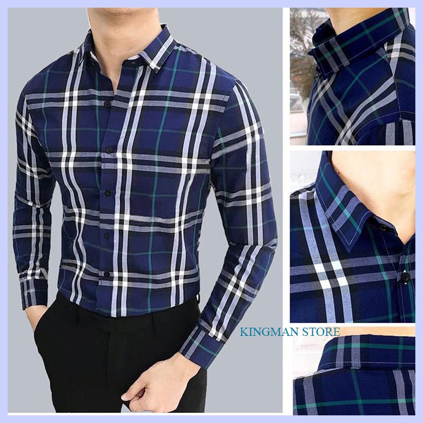 Áo Sơ Mi Dài Tay Kẻ Caro, Áo Sơ Mi Nam Công Sở Chất Vải Mềm Mại Thấm Hút Mồ Hôi - Kingman Store