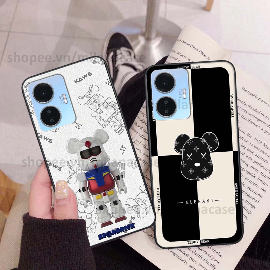 Ốp Vivo Y55 2022 gấu be@rBrick gấu Teddy Kaws siêu đẹp, phong cách, cá tính