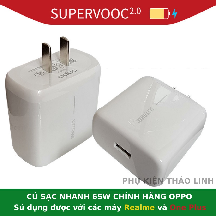Củ Sạc Nhanh 65W OPPO Find X2-X2Pro, Find X3 Pro, Reno 4Pro, Reno5, Reno6/6Pro, Realme, Oneplus Chính Hãng Mới 100%.
