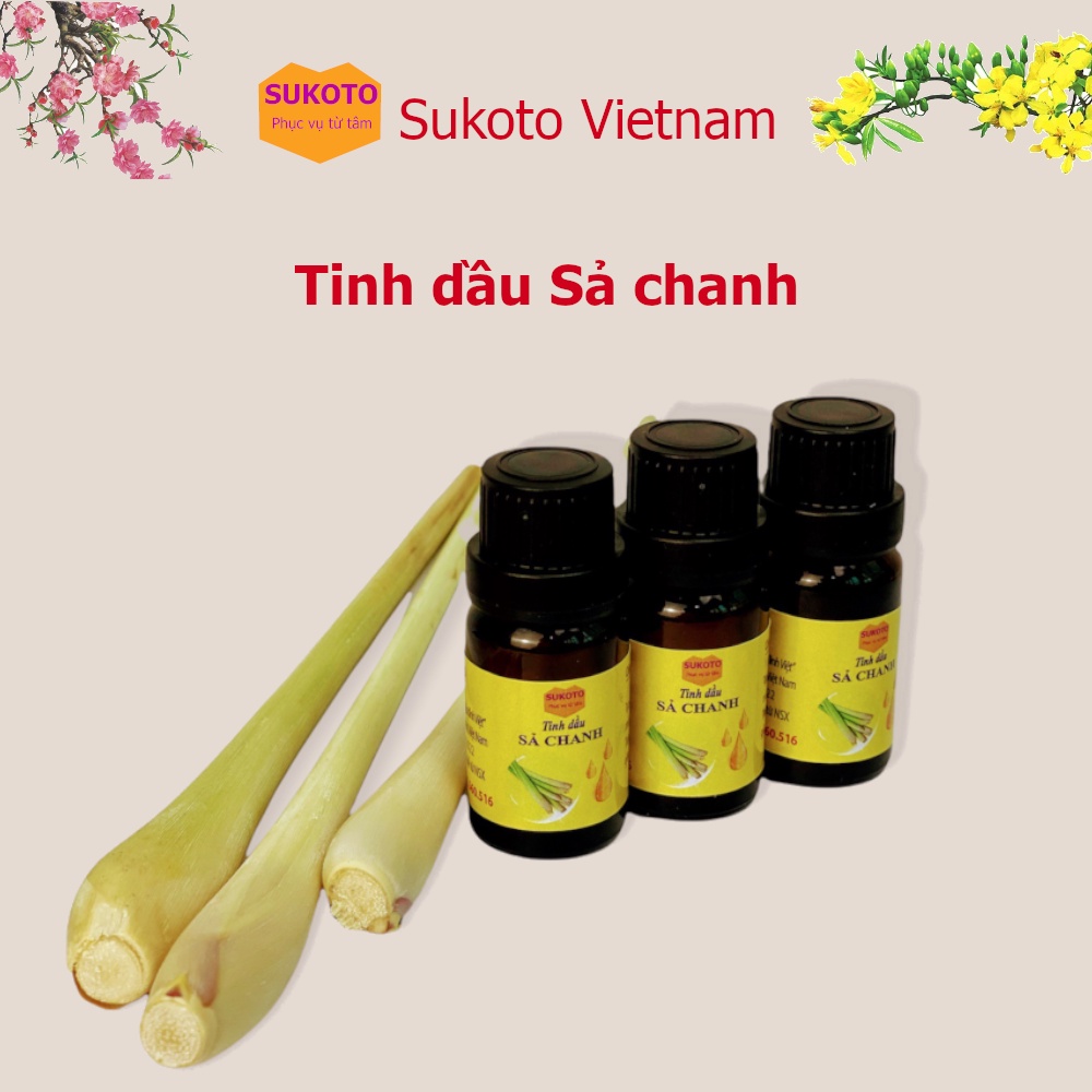 Tinh dầu thiên nhiên SUKOTO - Bưởi, Quế, Sả Chanh -Thơm phòng, đuổi muỗi, treo xe ô tô