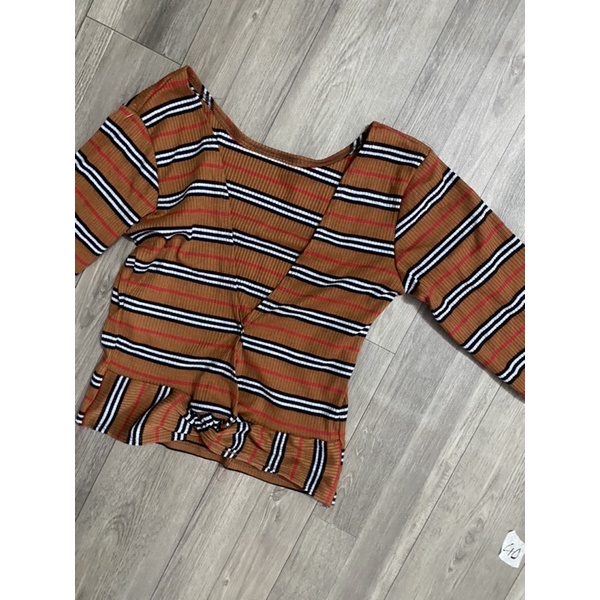 2hand áo sọc len gân tay dài