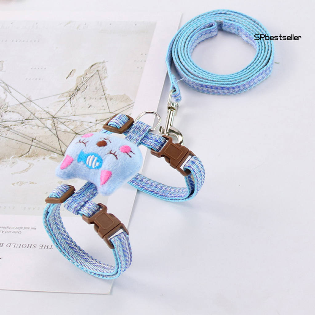 Dây đai dắt mèo thú cưng đi dạo họa tiết đáng yêu