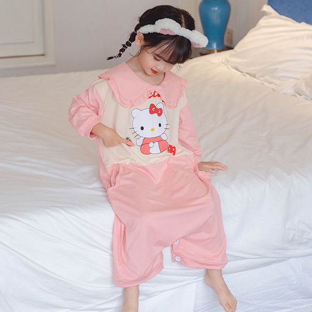Đầm Ngủ Tay Dài Cổ Búp Bê In Họa Tiết Hoạt Hình Dễ Thương Cho Bé Gái